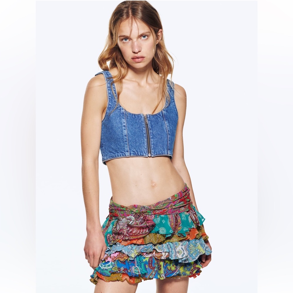 Zara Ruffled Patchwork Skirt